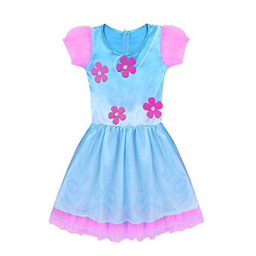 iiniim Disfraz Infantil de Princesa Niña para Halloween Fiesta Ceremonia Cumpleaños Vestido Folr con Peluca Rosa Tutú Volante Traje de Disfraces Bebé Niña 18 Meses - 10 Años Azul&Rosa 18-24 Meses