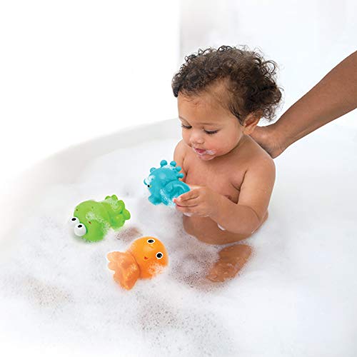 Infantino Suave para agarrar o Hacer gominolas Senso Plug & Squirt Trio – Caballito de mar Pulpo y Rana Desmontable fácil de Limpiar, Multicolor.