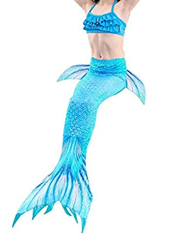 J26 Disfraz de sirena para niña, cosplay, traje de baño de 3 piezas, traje de baño (turquesa, 130)