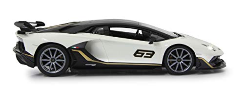 Jamara Lamborghini Aventador SVJ 1:14 2,4 GHz, con Licencia Oficial, hasta 1 Hora de conducción a Aprox. 11 km/h, Detalles Perfectamente reproducidos, Acabado, Color Blanco (405172)