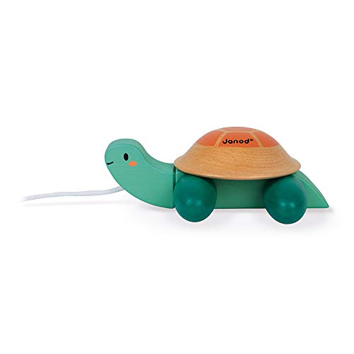 Janod - Tortuga de Arrastre de Madera - Juguete de Arrastre - Juguetes de Estímulo y Primera Infancia - Desarrolla la Motricidad y la Imaginación - Certificado FSC - A partir de 1 Año, J08608