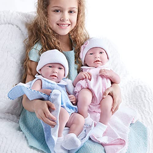 JC Toys - Muñeca Realista Bebé de Niño, Anatómica Correcta, 43,2 cm Vinilo Traje y Manta de Berenguer Boutique