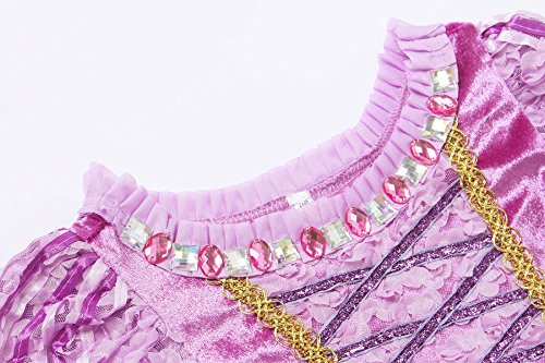 JerrisApparel Princesa Vestido de Fiesta niña de Disfraz Carnaval Morado (100cm, Morado con Accesorios)