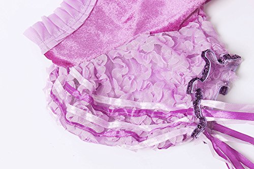 JerrisApparel Princesa Vestido de Fiesta niña de Disfraz Carnaval Morado (100cm, Morado con Accesorios)