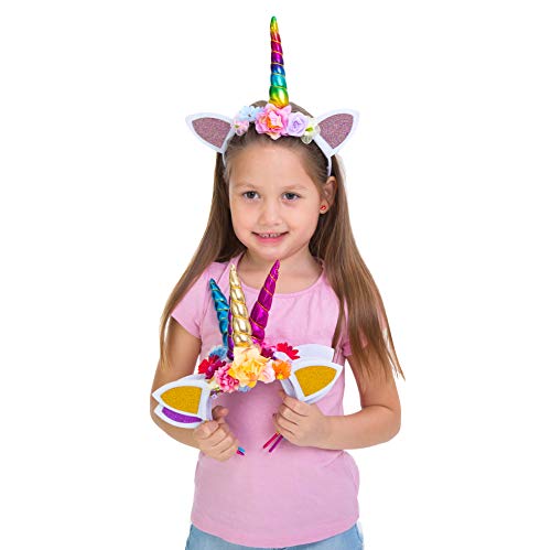 JOYIN Bricolaje Diadema Cuerno de Unicornio Flor Colorida Orejas de Gato DIY 181 Pcs Accesorios Pelo Regalos para Niñas Cosplay