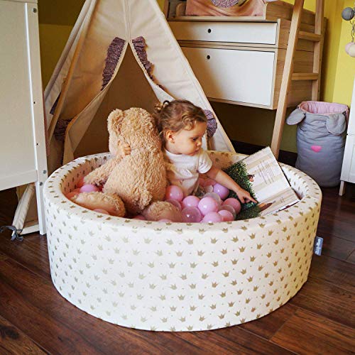 KiddyMoon 100 ∅ 7Cm Bolas Colores De Plástico para Piscina Certificadas para Niños, Perla/Gris/Transparente/Rosa Claro