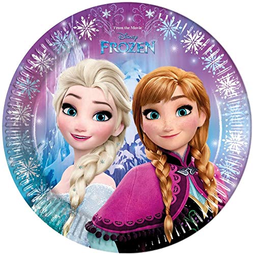 Kit de fiesta para 8 personas, juego de mesa para fiestas de cumpleaños con 8 platos de 23 cm, 8 vasos y servilletas (Frozen Northern Lights)