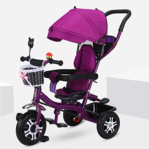 kiter Sillas de Paseo Cochecito de bebé Triciclo Titanium de la amortiguación de niños de la Rueda de Aire, Altura Desmontable Triciclo de Pedales Ajustable de la Bici de los niños, Asiento