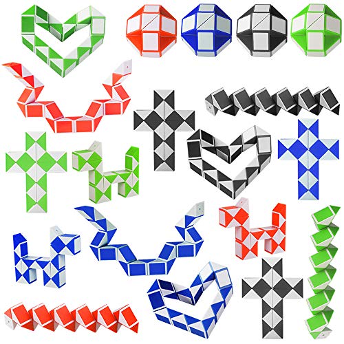 Kulannder 20 Pack de 24 Bloques Snake Cube, Mini Speed ​​Cubes, Snake Twist Puzzle para Llenadores de Bolsos para Fiestas, Favores de Fiesta, Color Aleatorio