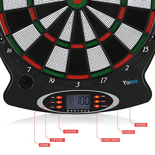 lahomie Tablero de Dardos Juegos, Juego de Dardos de Indicador de Puntuación LCD de Tablero de Dardos Electrónico Profesional de 1 Pieza con Dardos de 6 Piezas