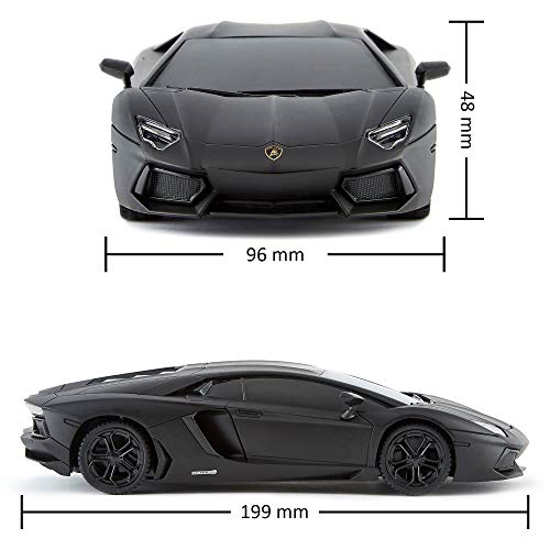 Lamborghini Aventador Coche Teledirigido Oficial de Control Remoto para Niños con Luces de Trabajo, Radio Controlado en Carretera RC Coche 1:24 Modelo, 2.4Ghz (Negro)