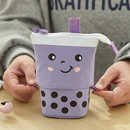 Lápiz Telescópico Soporte multifunción Soporte de pie de papelería Pen Bolsa Bolsa Púrpura Hogar Suppply