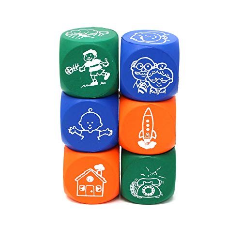 Learning Resources- Dados de Espuma Blanda con imágenes para Inspirar el Principio de Tus Historias, Color (LER7021)