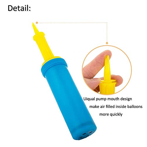 Leixi Paquete de 2 globos de bomba de mano con 1 herramienta de lazo de globos, bombas de aire de doble acción para globos, bolas de ejercicio, bolas de yoga, arco de columna de globo