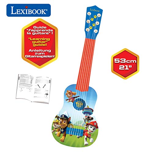 LEXIBOOK K200PA Paw Patrol, color la patrulla canina-mi primera guitarra, 53cm, 6 cuerdas, instrumento infantil a partir de 3 años