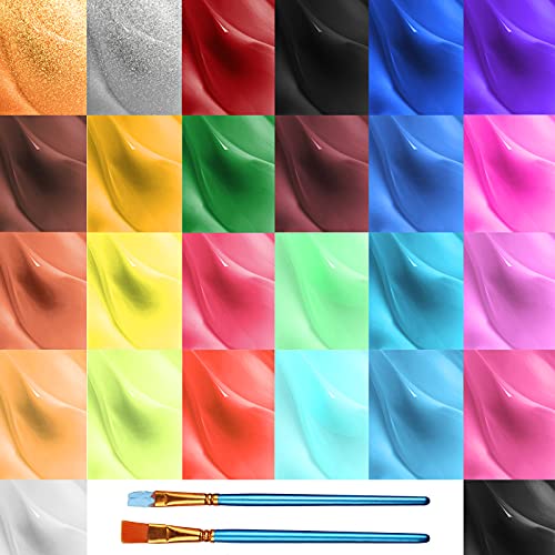 Lictin Pinturas Cara y Corporales-26 Colores + 10 Cepillos, Pintura Facial Corporales Seguro y Saludable Pintura Facial Lavable para Halloween