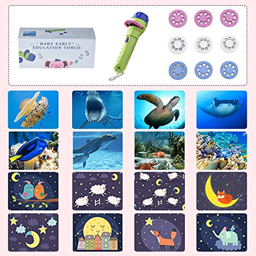 Linterna de proyección para niños, proyector de historia, linterna para niños, 6 temas 96 escenas, linterna para dormir, gran juguete educativo regalo para niños, niños y niñas