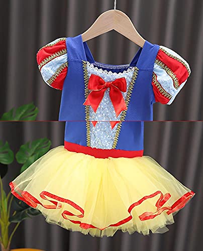 Lito Angels Disfraz Bailarina de Ballet Princesa Blancanieves para Niñas, Vestido Maillot de Danza Baile con Falda Tutu, Talla 6 a 7 Años, Amarillo