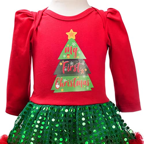 Lito Angels Disfraz Vestido de Primera Navidad Bebe Niñas, Conjunto de Ropa con Diadema, Calcetines y Zapatos, Talla 3-6 meses, Manga Larga, Rojo, B