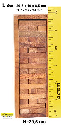 Logica Juegos Art. Condo - Torre con Piezas de Madera Extraíbles - Piezas de Madera de Teca con su Caja de Madera - Juego de Mesa (Grande)