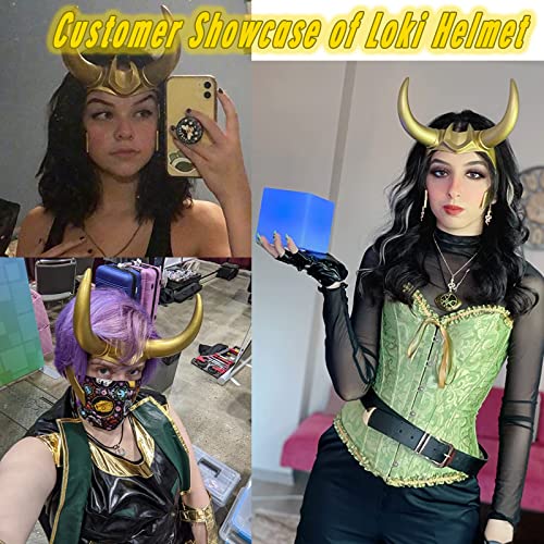 Loki Crown Horns Casco Cosplay: Máscara de Halloween Rey Thor Ragnarok Realista Masquerade Película Niño Adulto Oro Fiesta Prop