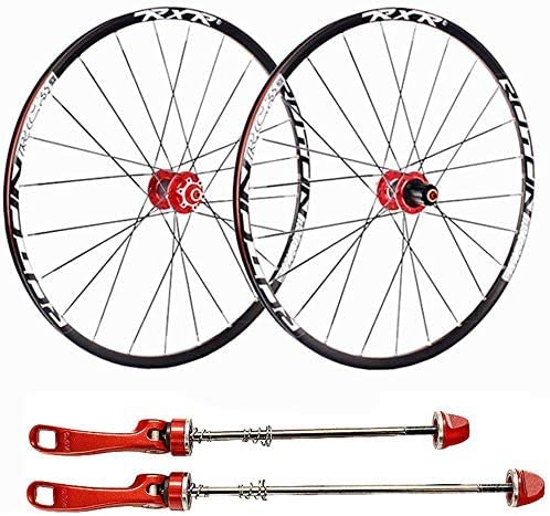 L&WB Láminas De Bicicleta De Montaña, Ruedas De Ruedas De Bicicleta De 26 Pulgadas Aleación De Aluminio De Doble Pared MTB Ruedas De Bicicleta Freno De Disco De Liberación Rápida De 24 Orificios,Rojo