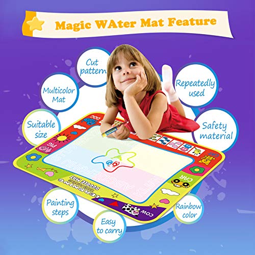 Magic Water Doodle Mat con muestras de colores del arco iris, niños Water Drawing Mat Board, juguetes educativos para niños