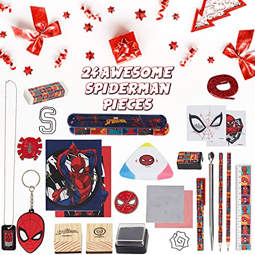 Marvel Calendario Adviento 2021 de Spiderman, Calendario Adviento para Niños, 24 Sorpresas de PapelerÍa Niños