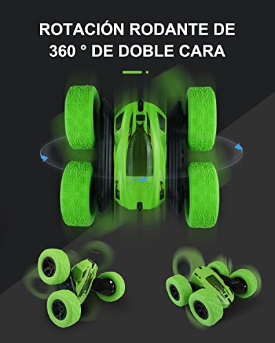 Maxesla Coches Teledirigido para Niños con 360° Rotación, 2.4 GHz Coches Teledirigidos, Coche teledirigido 4x4 de Alta Velocidad 4WD, Coche RC niños de 6 7 8 9 12 años de Edad Regalo, Verde