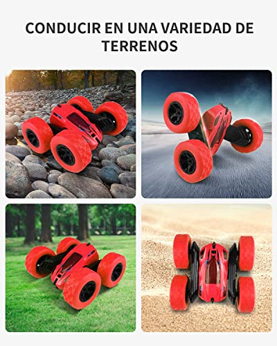 Maxesla Coches Teledirigido para Niños con 360° Rotación, 2.4 GHz Coches Teledirigidos, Coche teledirigido 4x4 de Alta Velocidad 4WD, Coche RC niños de 6 7 8 9 12 años de Edad Regalo, Rojo