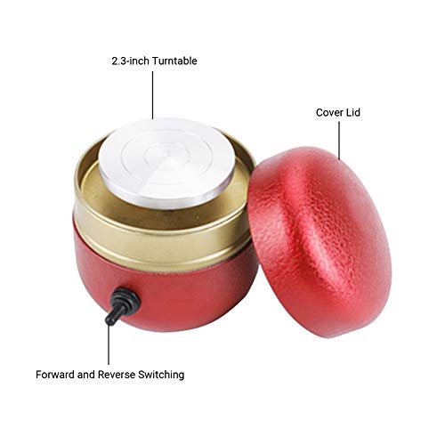 Mini Torno De Alfarero Máquina Eléctrica De Cerámica, para La Herramienta De Moldeo De Arcilla DIY Niños Regulación De Velocidad Continua,Rojo