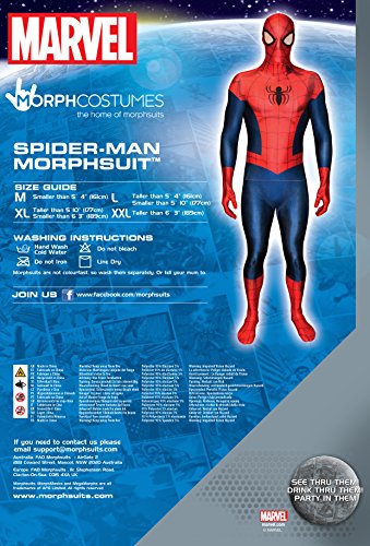 Morphsuits 'Spider-Man' - Disfaz Oficial, color Azul/ Rojo, talla L / 5'3" - 5'9" (159cm - 175cm) , color/modelo surtido