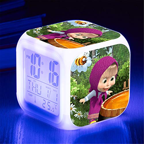 Niños LED Digital Anime Despertador 7 colores Luz de noche Habitación Despertador Viaje Despierta Despertador Fans de cine Despertador Regalo de cumpleaños para Muchachos Muchachas Adolescentes,6