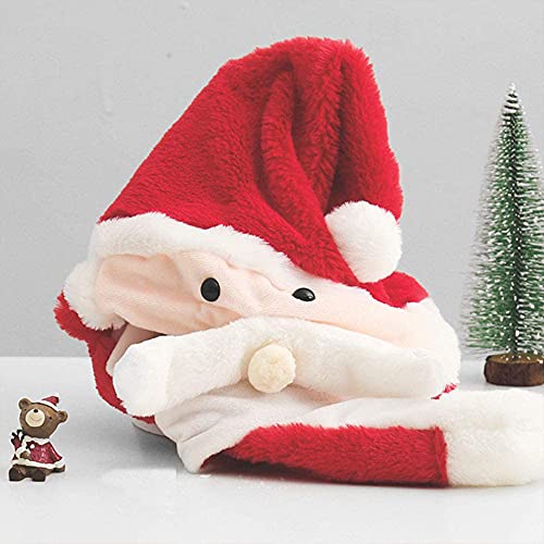 PenuSpt Gorro de Navidad con barba prensada, gorro móvil de peluche, buen regalo para niños, niñas, novias (rojo)