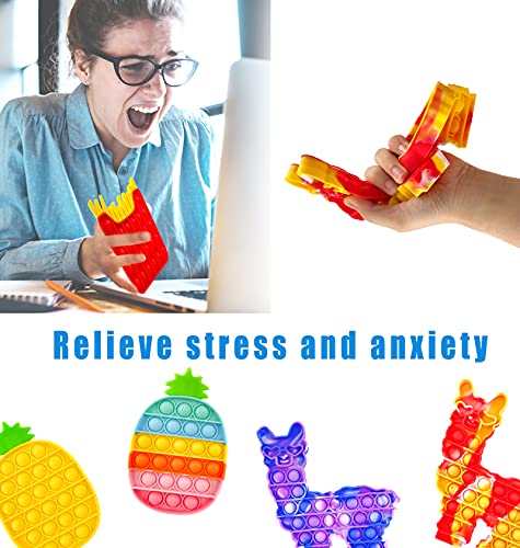 Philicoco Juguetes Pop Bubble Fidget, Push Juguetes Sensoriales para Aliviar la Ansiedad por Estrés, Gadget de Silicona Especial Regalo Niños Adultos (papas fritas y hamburguesas, M)