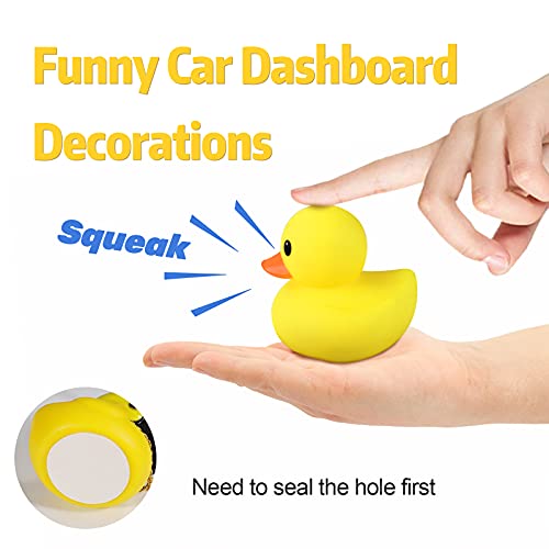 PiAEK Juguetes de Pato de Goma, Decoraciones de Tablero de Coche de Pato, Adornos de Coche de Pato de Goma, Pato Fresco con hélice / Casco / Gafas de Sol / Cadena de Oro (Océano + Colorido)