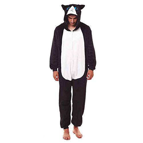 Pijamas Enteros de Animales Adultos Unisex (Tallas de Adultos S a L) Disfraz Gato Negro Mono Enterizo Adulto Carnaval Fiestas【Talla M】