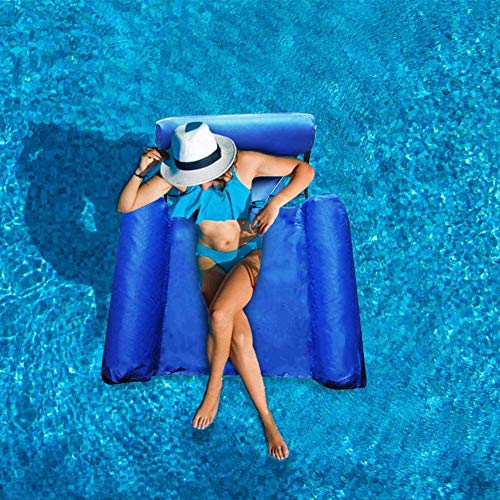 Piscina hamaca portátil plegable hinchable colchón de agua, cama de playa, deportes náuticos, tumbona para adultos y niños, 2 unidades (azul y naranja)