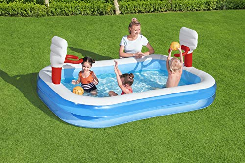 Piscina Hinchable Infantil con Canastas Baloncesto Bestway Basketball 254x168x102 cm