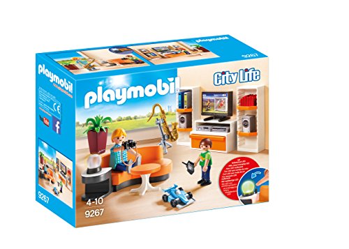 PLAYMOBIL City Life Fiesta en el Jardín, con Efectos de Luz, a Partir de 4 Años (9272) , Color/Modelo Surtido + City Life Salón, con Efectos de Luz, a Partir de 4 Años (9267)