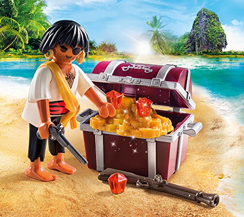 PLAYMOBIL- Pirata con Cofre del Tesoro Juguete, Multicolor (geobra Brandstätter 9358)