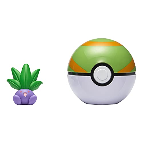 Poké Ball y Figura Clip 'N' Go – 1 Bola + 1 Figura de 5 cm Mystherbe (Oddish) – Accesorio para disfrazarse en Pedazo Pokémon
