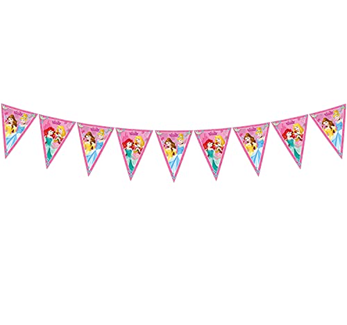 Procos 85013 - Guirnalda de banderines de princesas Disney Dreaming (2,3 m), rosa
