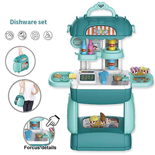 PW TOOLS Juego de comestibles Carrito de la Compra de Helados, supermercado, Juego de simulación, Juego de Caja registradora, Juguete Educativo para niños para niñas y niños
