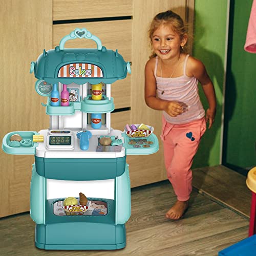 PW TOOLS Juego de comestibles Carrito de la Compra de Helados, supermercado, Juego de simulación, Juego de Caja registradora, Juguete Educativo para niños para niñas y niños