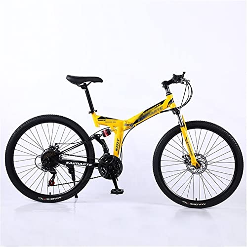 QCLU Bicicleta de montaña Plegable de 24 Pulgadas, Frenos de Disco Hardtail MTB, Trekking Bike Men Bike Girls Bike, Bicicleta de montaña de suspensión Completa, 21 velocidades (Color : White)