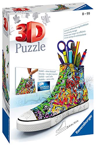 Ravensburger Puzzle 3D 12535 Graffiti Sneakers, Forma de Zapatillas de Deporte, de 108 Piezas
