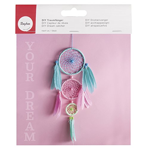 Rayher 66048000 Set DIY atrapasueños en Color Pastel, 14x41 cm. Kit para Hacer tu atrapasueños