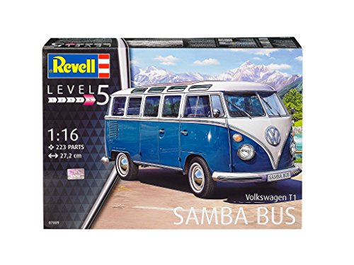 Revell Maqueta Volkswagen T1 Samba Bus, Kit Modelo, Escala 1:16 (07009), 27,2 cm de Largo