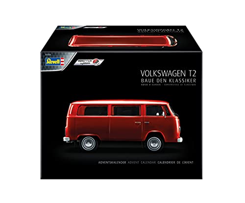 Revell-Volkswagen 01034 Calendario de Adviento VW T2 Bus, Color Rojo